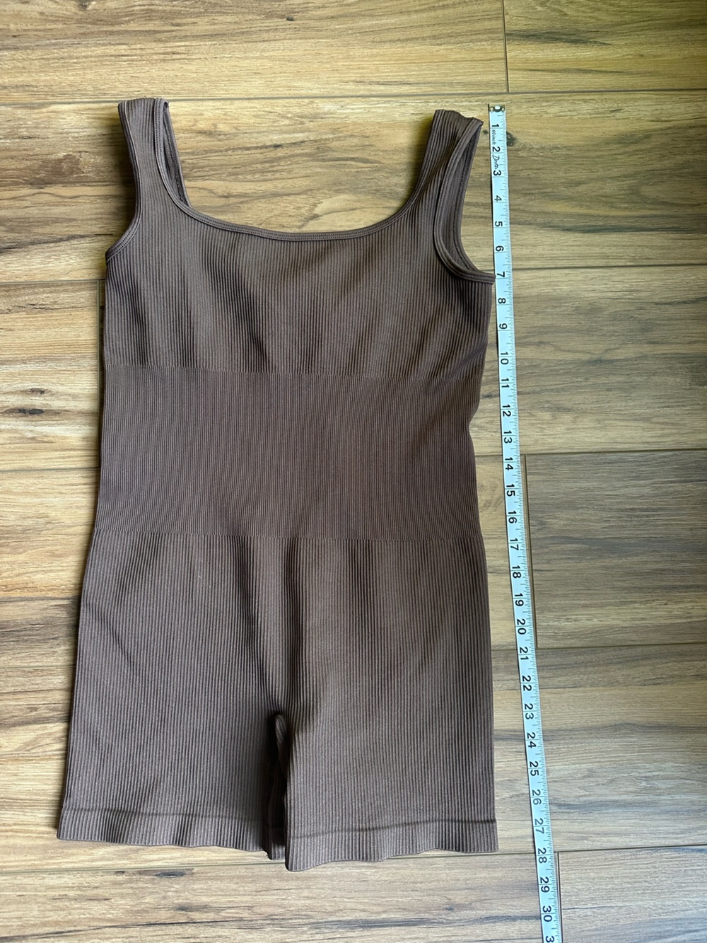 Brown Ribbed Tank Romper - Picture 2 of 8